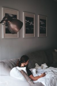 Woman resting on the sofa