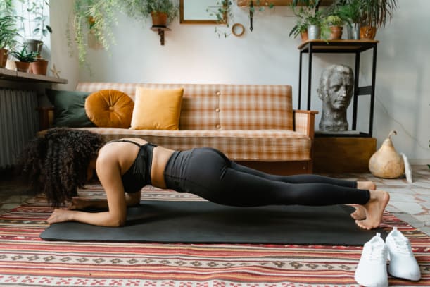 A woman performing planking