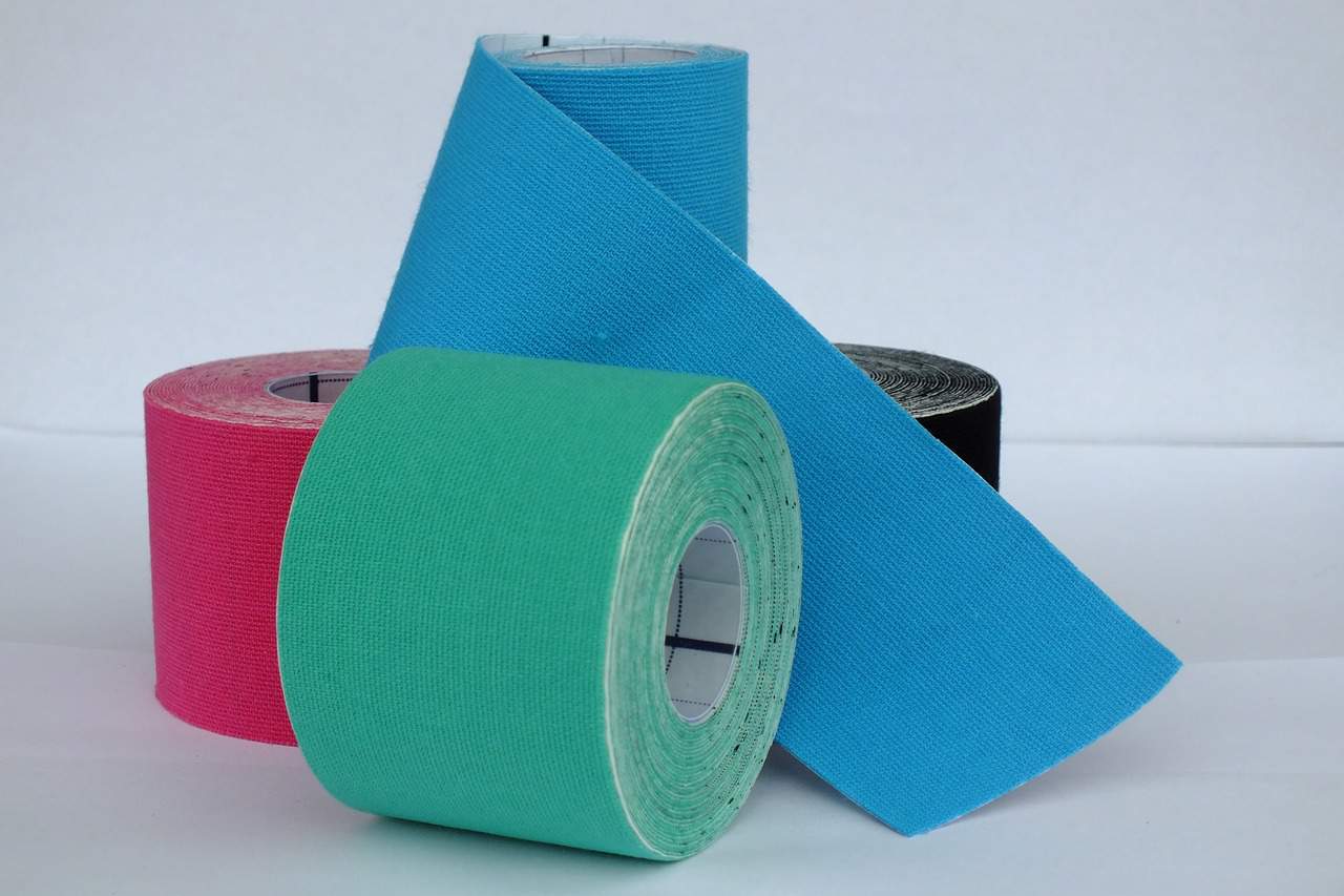Kinesiology tapes in various colours