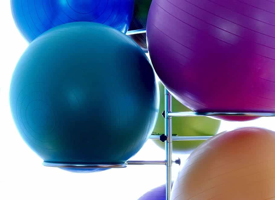 Various gym ball in different colours