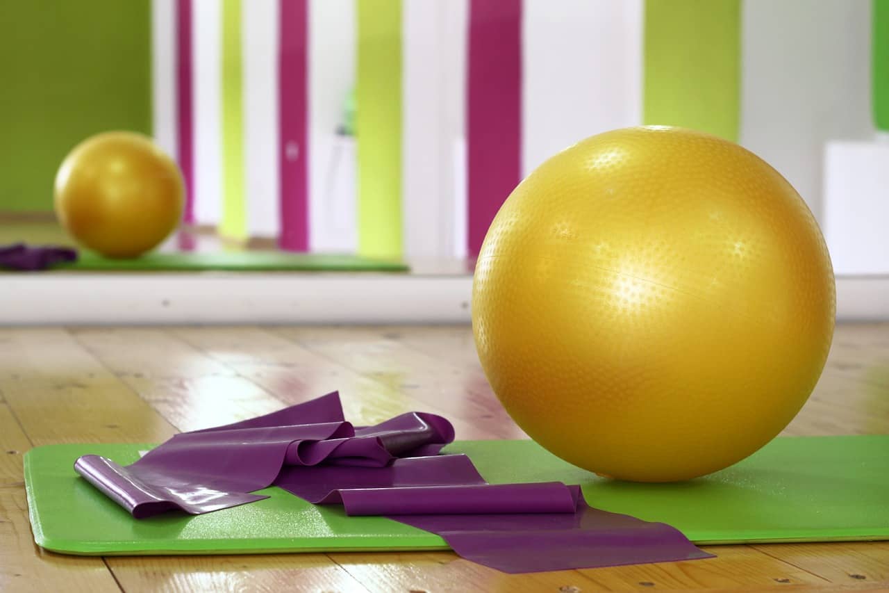 Gym ball on a yoga mat