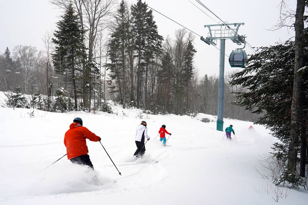 Skiing in the powder, Bretton Woods.