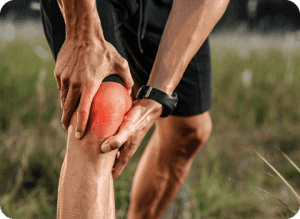 Illustration of a person experiencing knee pain.